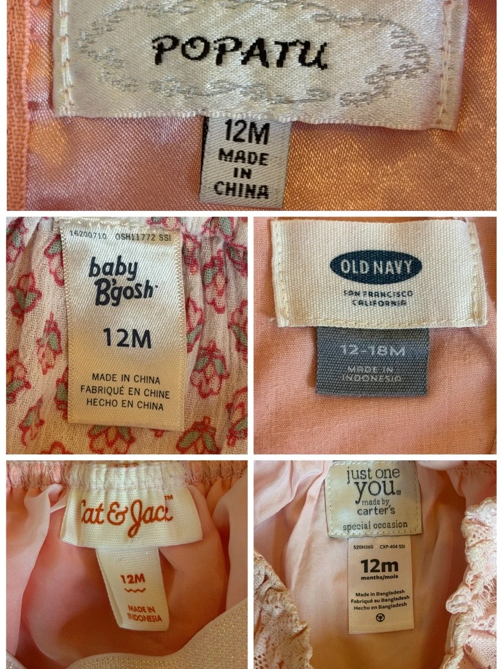 Baby Girl Pink Dress Romper Skirt Lot 12-18M Carters Cat & Jack Old Navy